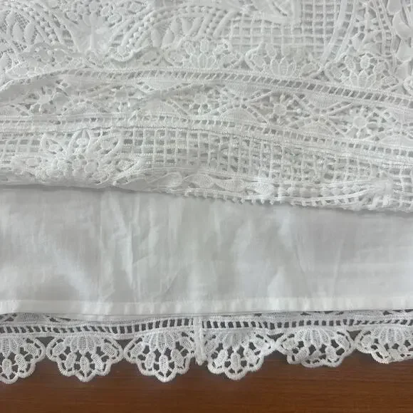 Farm Rio White Guipure Crochet Lace Midi Skirt, Coastal Bridal Boho Beachy Large - Picture 12 of 16